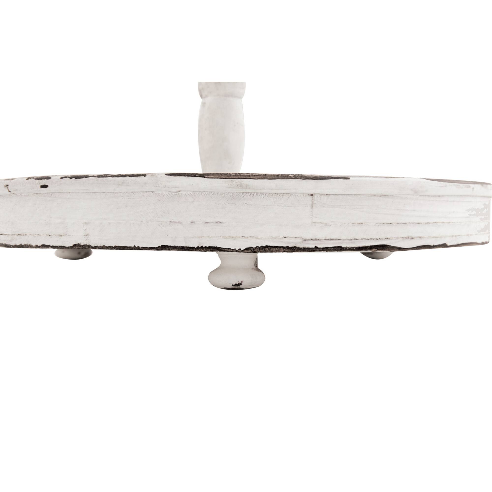 Hello Honey® 18.5" Distressed Cream Wood 2-Tier Tray